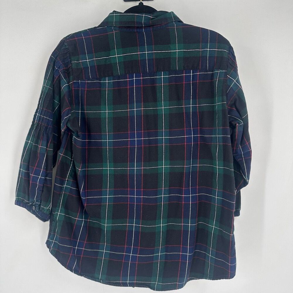 Gap Y2K Women’s Button Down Shirt Size L Holiday Tartan Plaid Green Red Pleated - Picture 7 of 10